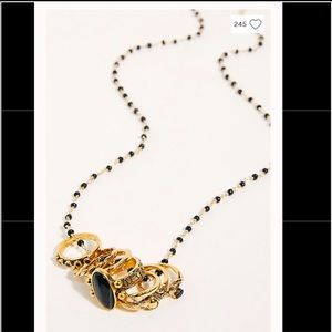 Free people rosary ring set and necklace